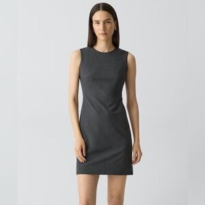 Theory Sleeveless Fitted Dress in Good Wool - Charcoal Melange
